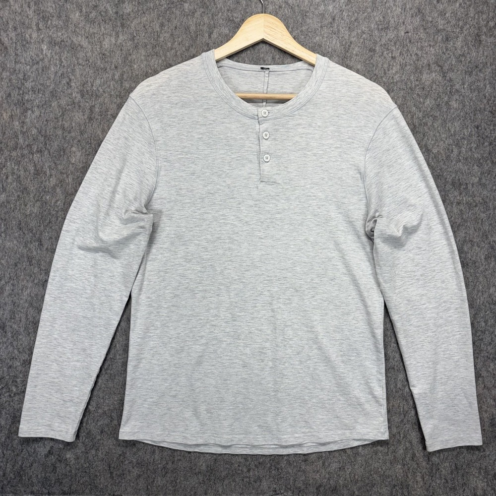 Lululemon Cotton Jersey Long Sleeve Henley Shirt Men's XS Gray Athleisure